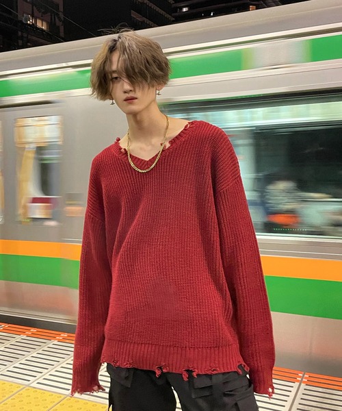 Espina（エスピナ）の「長袖ニット（ニット/セーター・メンズ・ワイン・MEDIUM）」の8枚目の写真