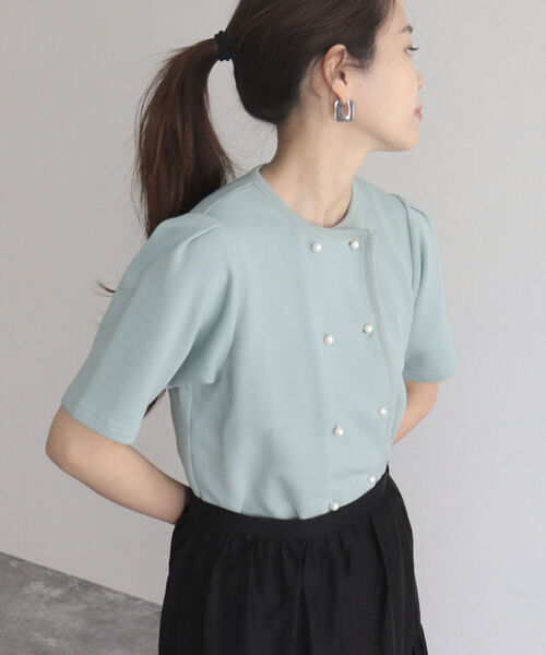 fredy emue（フレディエミュ）の「【fredyemueフレディエミュ】W開きパールボタンカーディガン（カーディガン/ボレロ・レディース・ネイビー/アイボリー/ミント・38）」の2枚目の写真