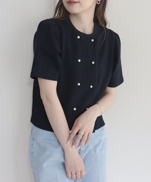 fredy emue（フレディエミュ）の「【fredyemueフレディエミュ】W開きパールボタンカーディガン（カーディガン/ボレロ・レディース・ネイビー/アイボリー/ミント・38）」の22枚目の写真