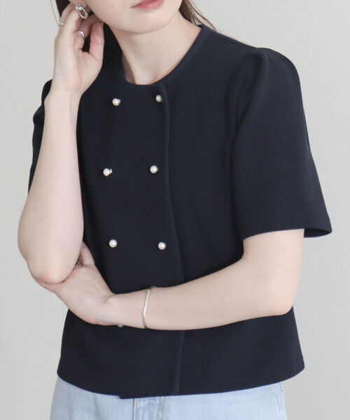 fredy emue（フレディエミュ）の「【fredyemueフレディエミュ】W開きパールボタンカーディガン（カーディガン/ボレロ・レディース・ネイビー/アイボリー/ミント・38）」の20枚目の写真