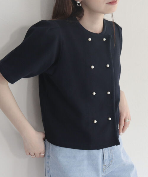 fredy emue（フレディエミュ）の「【fredyemueフレディエミュ】W開きパールボタンカーディガン（カーディガン/ボレロ・レディース・ネイビー/アイボリー/ミント・38）」の18枚目の写真