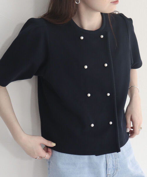 fredy emue（フレディエミュ）の「【fredyemueフレディエミュ】W開きパールボタンカーディガン（カーディガン/ボレロ・レディース・ネイビー/アイボリー/ミント・38）」の17枚目の写真