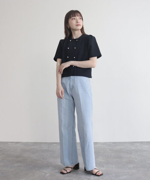 fredy emue（フレディエミュ）の「【fredyemueフレディエミュ】W開きパールボタンカーディガン（カーディガン/ボレロ・レディース・ネイビー/アイボリー/ミント・38）」の15枚目の写真