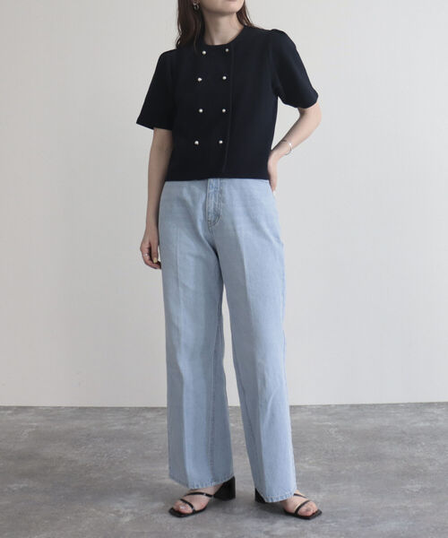 fredy emue（フレディエミュ）の「【fredyemueフレディエミュ】W開きパールボタンカーディガン（カーディガン/ボレロ・レディース・ネイビー/アイボリー/ミント・38）」の14枚目の写真