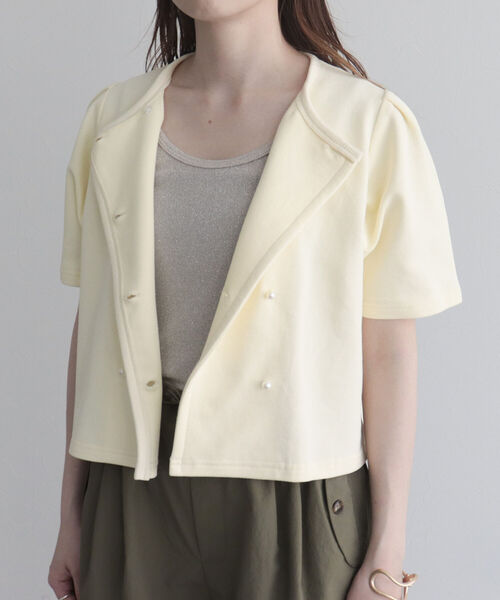 fredy emue（フレディエミュ）の「【fredyemueフレディエミュ】W開きパールボタンカーディガン（カーディガン/ボレロ・レディース・ネイビー/アイボリー/ミント・38）」の4枚目の写真