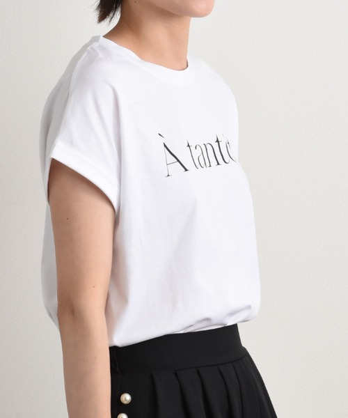anana（アナナ）の「【anana】フレンチスリーブロゴＴシャツ（Tシャツ/カットソー・レディース・オフホワイト/チャコールグレー・FREE）」の6枚目の写真