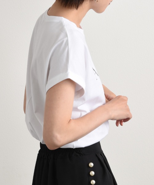 anana（アナナ）の「【anana】フレンチスリーブロゴＴシャツ（Tシャツ/カットソー・レディース・オフホワイト/チャコールグレー・FREE）」の7枚目の写真