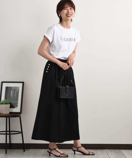 anana（アナナ）の「【anana】フレンチスリーブロゴＴシャツ（Tシャツ/カットソー・レディース・オフホワイト/チャコールグレー・FREE）」の11枚目の写真