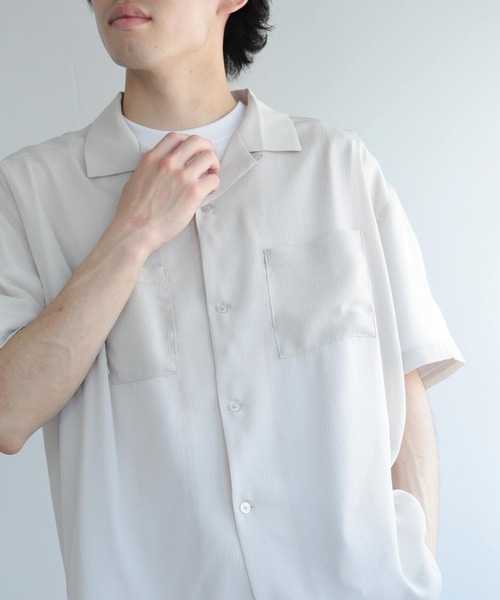 SENSE OF PLACE by URBAN RESEARCH(センスオブプレイスバイアーバンリサーチ)の「『ユニセックス』シアーヨウリュウオープンカラーシャツ(シャツ/ブラウス・メンズ・ブラック/ライトカーキ/ブルー/ライトベージュ・LARGE/MEDIUM)」の6枚目の写真