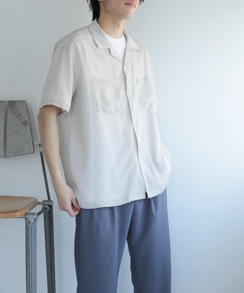SENSE OF PLACE by URBAN RESEARCH(センスオブプレイスバイアーバンリサーチ)の「『ユニセックス』シアーヨウリュウオープンカラーシャツ(シャツ/ブラウス・メンズ・ブラック/ライトカーキ/ブルー/ライトベージュ・LARGE/MEDIUM)」の12枚目の写真