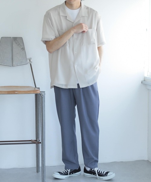 SENSE OF PLACE by URBAN RESEARCH(センスオブプレイスバイアーバンリサーチ)の「『ユニセックス』シアーヨウリュウオープンカラーシャツ(シャツ/ブラウス・メンズ・ブラック/ライトカーキ/ブルー/ライトベージュ・LARGE/MEDIUM)」の9枚目の写真