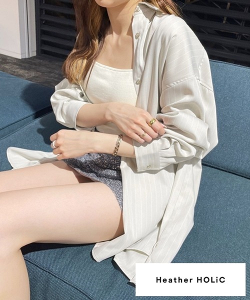 Heather（ヘザー）の「HOLiCオーバーシャツ　907270（シャツ/ブラウス・レディース・グレー/ホワイト・FREE）」の2枚目の写真