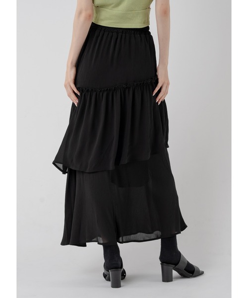 Adoon plain（アドーンプレーン）の「ティアードスカート（スカート・レディース・ブラック/ライトグレー・LARGE/MEDIUM）」の15枚目の写真