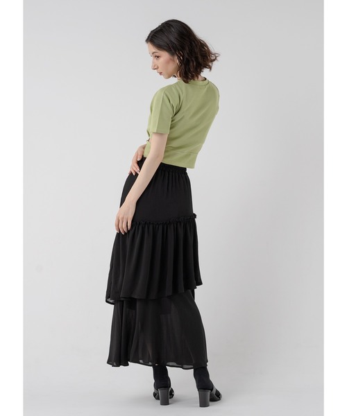 Adoon plain（アドーンプレーン）の「ティアードスカート（スカート・レディース・ブラック/ライトグレー・LARGE/MEDIUM）」の3枚目の写真