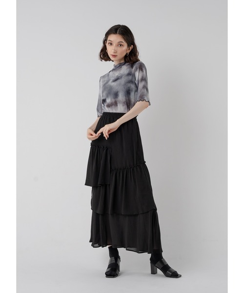 Adoon plain（アドーンプレーン）の「ティアードスカート（スカート・レディース・ブラック/ライトグレー・LARGE/MEDIUM）」の11枚目の写真