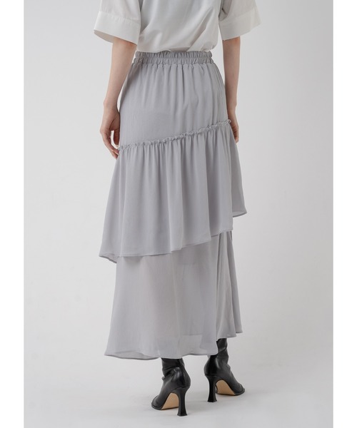 Adoon plain（アドーンプレーン）の「ティアードスカート（スカート・レディース・ブラック/ライトグレー・LARGE/MEDIUM）」の14枚目の写真