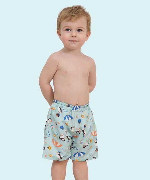 combimini（コンビミニ）の「ハーフスイムパンツ（水着・キッズ・サンドベージュ/ミント/ブルー系その他/ピンクベージュ・90/100/110/120）」の3枚目の写真