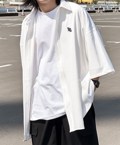 kutir（クティール）の「ワンポイント刺繍トロミルーズシャツ（シャツ/ブラウス・メンズ・チャコールグレー/オフホワイト/ライトブルー/ブラック・MEDIUM/LARGE）」の6枚目の写真