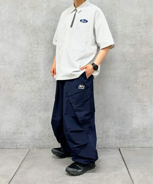 WHO'S WHO gallery（フーズフーギャラリー）の「《WEB限定》COOPER FACTワッペンストライプハーフジップBIGシャツ（シャツ/ブラウス・レディース・サックスブルー/ブルー/ホワイト・FREE）」の9枚目の写真