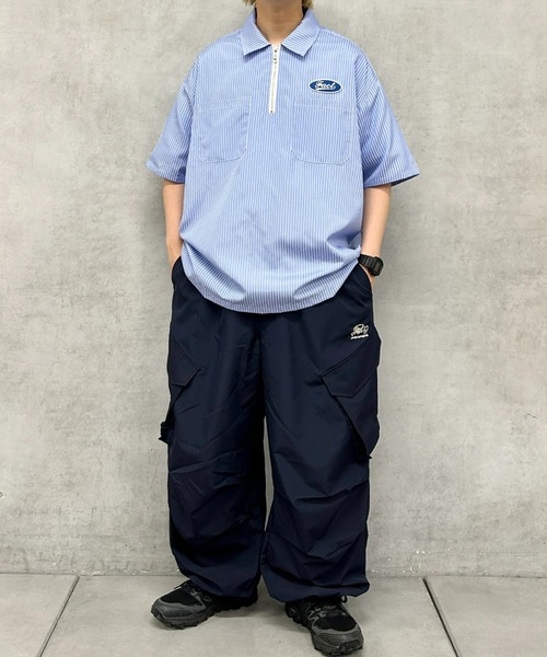WHO'S WHO gallery（フーズフーギャラリー）の「《WEB限定》COOPER FACTワッペンストライプハーフジップBIGシャツ（シャツ/ブラウス・レディース・サックスブルー/ブルー/ホワイト・FREE）」の8枚目の写真
