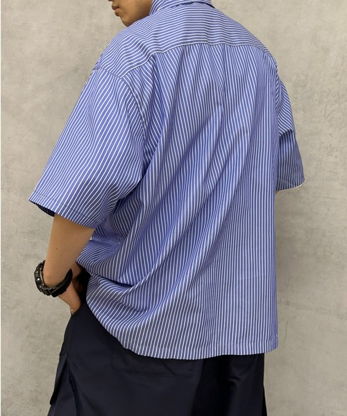 WHO'S WHO gallery（フーズフーギャラリー）の「《WEB限定》COOPER FACTワッペンストライプハーフジップBIGシャツ（シャツ/ブラウス・レディース・サックスブルー/ブルー/ホワイト・FREE）」の10枚目の写真