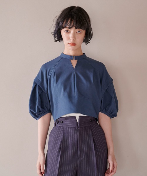 PUBLIC TOKYO（パブリックトウキョウ）の「【岐阜県産】クロップドハーフスリーブブラウス（シャツ/ブラウス・レディース・アイボリー/グリーン/ブラック・FREE）」の21枚目の写真