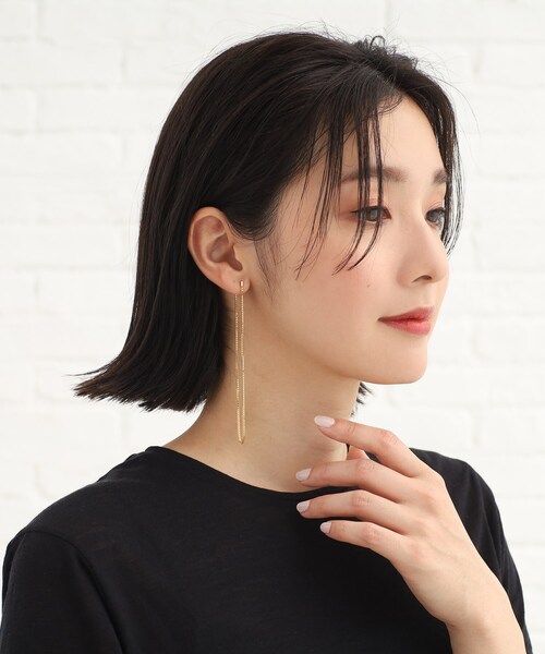COCOSHNIK ONKITSCH(ココシュニックオンキッチュ)の「シルバー チェーンピアスベネチアン ロングフープ(片耳用) GP(ピアス(両耳用)・レディース・ゴールド・00)」の7枚目の写真