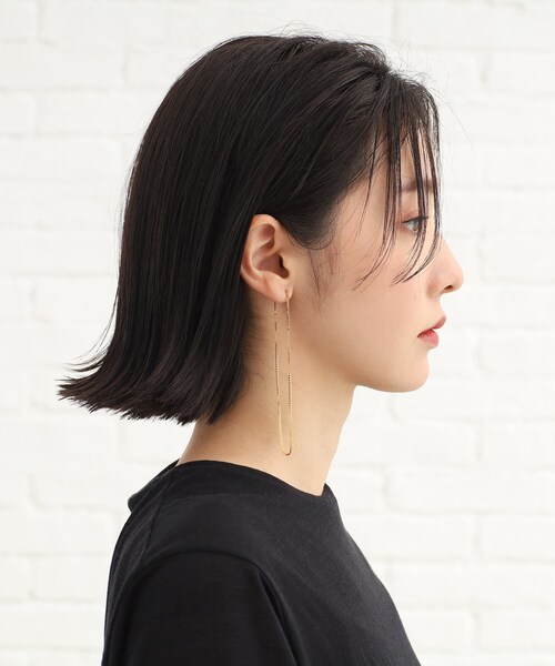 COCOSHNIK ONKITSCH(ココシュニックオンキッチュ)の「シルバー チェーンピアスベネチアン ロングフープ(片耳用) GP(ピアス(両耳用)・レディース・ゴールド・00)」の8枚目の写真