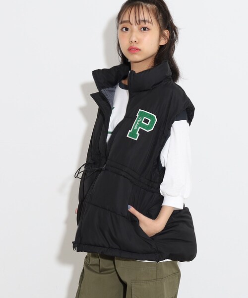 PINK-latte（ピンクラテ）の「◆中綿ベスト（その他アウター・キッズ・ブラック/ダークグリーン・15 /16/14）」の2枚目の写真