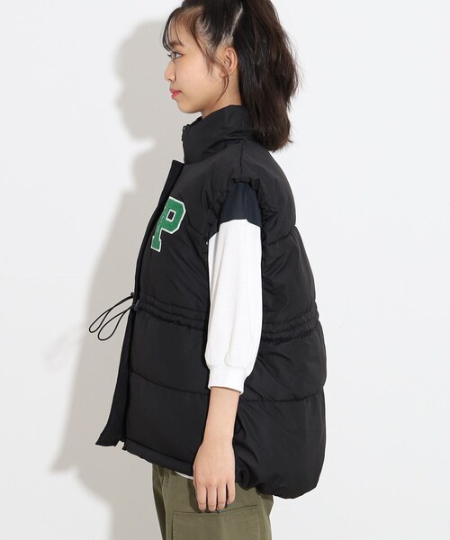 PINK-latte（ピンクラテ）の「◆中綿ベスト（その他アウター・キッズ・ブラック/ダークグリーン・15 /16/14）」の4枚目の写真
