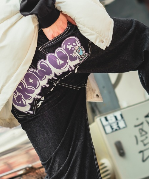 セール】ヒッププリント イージー バギーデニム/ツイルパンツ（デニム