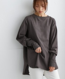 nissen | 綿100%バスクオーバーサイズ袖リブトップス(UVカット)(Tシャツ/カットソー)