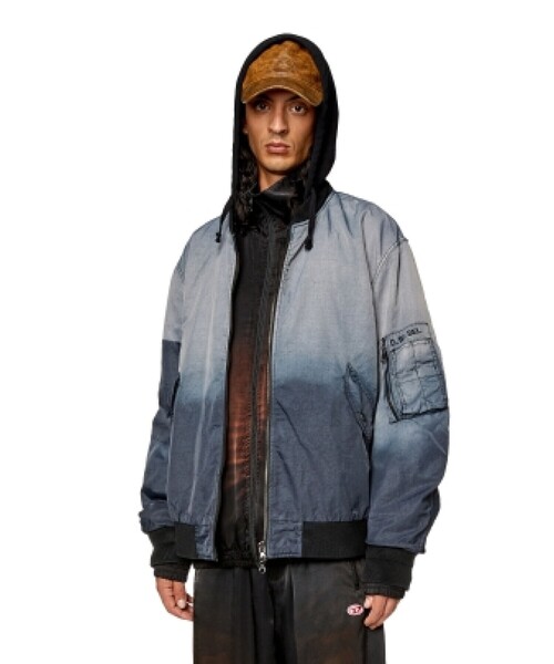 【DIESEL】ダークグレー ブラック ジャンパー ブルゾン DIESEL（ディーゼル）の「メンズ ジャケット ガーメントダイ