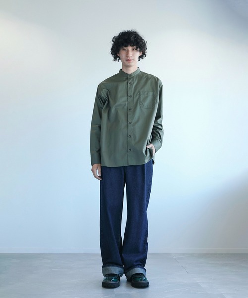 aimoha（アイモハ）の「aimoha menスタンドカラー グランパシャツ（シャツ/ブラウス・メンズ・カーキ/ホワイト・M/L/XL）」の3枚目の写真