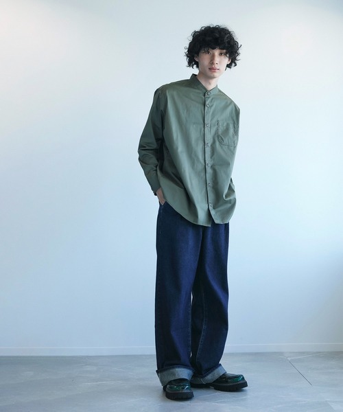 aimoha（アイモハ）の「aimoha menスタンドカラー グランパシャツ（シャツ/ブラウス・メンズ・カーキ/ホワイト・M/L/XL）」の6枚目の写真