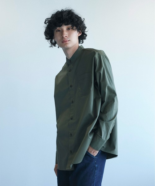 aimoha（アイモハ）の「aimoha menスタンドカラー グランパシャツ（シャツ/ブラウス・メンズ・カーキ/ホワイト・M/L/XL）」の7枚目の写真