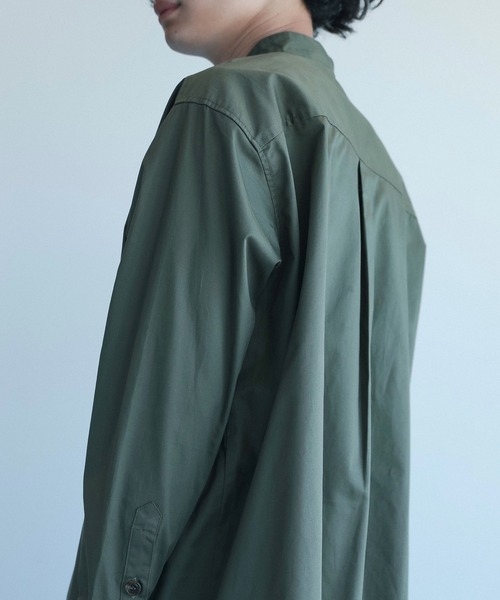 aimoha（アイモハ）の「aimoha menスタンドカラー グランパシャツ（シャツ/ブラウス・メンズ・カーキ/ホワイト・M/L/XL）」の11枚目の写真