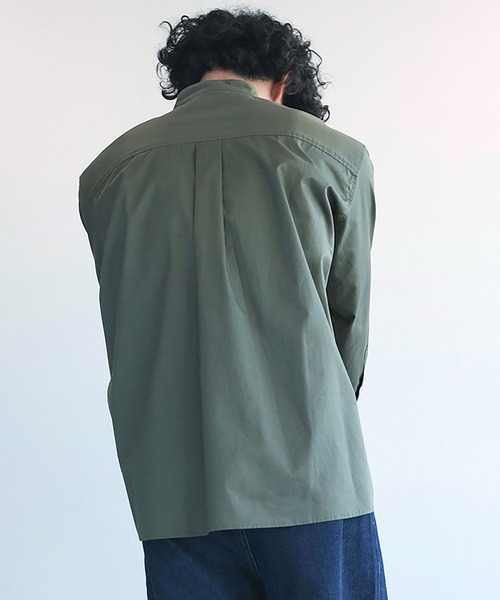 aimoha（アイモハ）の「aimoha menスタンドカラー グランパシャツ（シャツ/ブラウス・メンズ・カーキ/ホワイト・M/L/XL）」の13枚目の写真