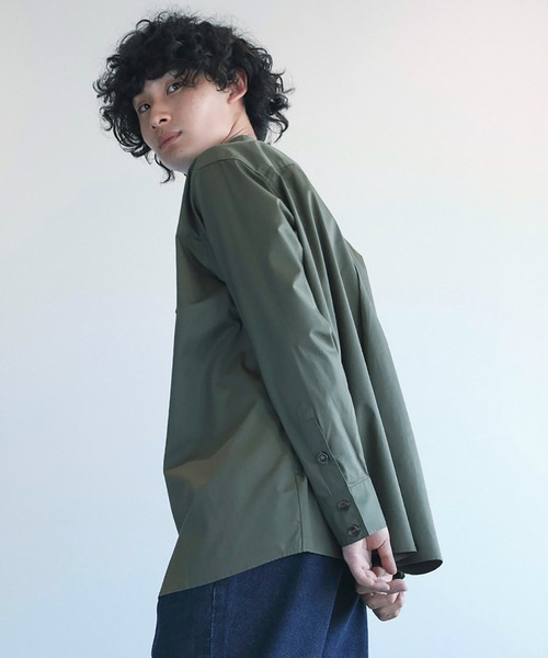 aimoha（アイモハ）の「aimoha menスタンドカラー グランパシャツ（シャツ/ブラウス・メンズ・カーキ/ホワイト・M/L/XL）」の14枚目の写真