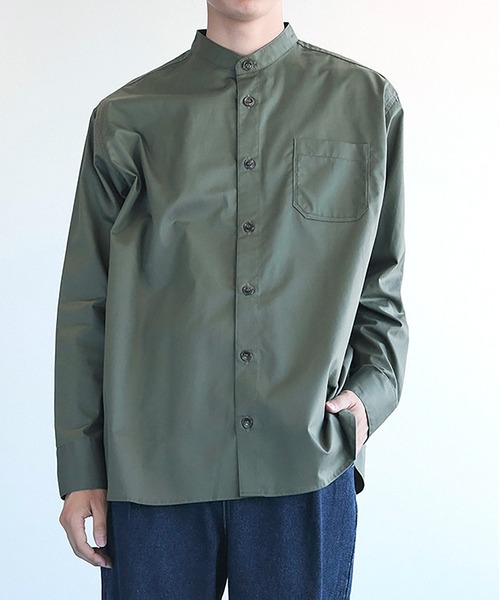 aimoha（アイモハ）の「aimoha menスタンドカラー グランパシャツ（シャツ/ブラウス・メンズ・カーキ/ホワイト・M/L/XL）」の15枚目の写真