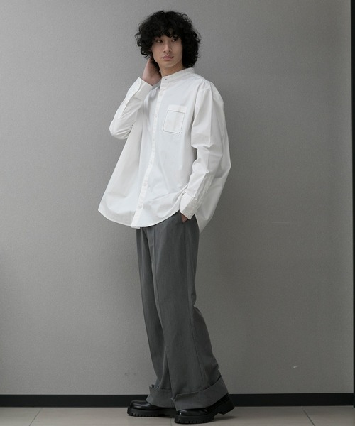 aimoha（アイモハ）の「aimoha menスタンドカラー グランパシャツ（シャツ/ブラウス・メンズ・カーキ/ホワイト・M/L/XL）」の17枚目の写真