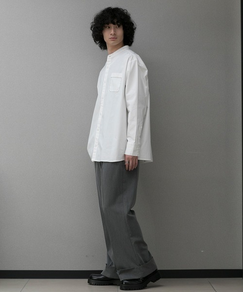 aimoha（アイモハ）の「aimoha menスタンドカラー グランパシャツ（シャツ/ブラウス・メンズ・カーキ/ホワイト・M/L/XL）」の18枚目の写真