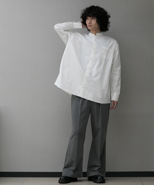 aimoha（アイモハ）の「aimoha menスタンドカラー グランパシャツ（シャツ/ブラウス・メンズ・カーキ/ホワイト・M/L/XL）」の20枚目の写真