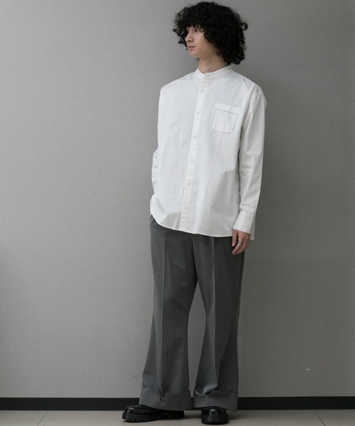 aimoha（アイモハ）の「aimoha menスタンドカラー グランパシャツ（シャツ/ブラウス・メンズ・カーキ/ホワイト・M/L/XL）」の22枚目の写真