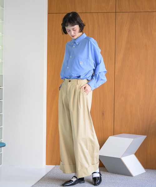 Birthday room（バースデイルーム）の「2タックワイドコットンパンツ（チノパンツ・レディース・カーキ/ブラウン/ベージュ/ブラック・FREE）」の11枚目の写真