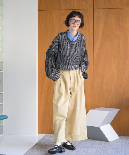 Birthday room（バースデイルーム）の「2タックワイドコットンパンツ（チノパンツ・レディース・カーキ/ブラウン/ベージュ/ブラック・FREE）」の16枚目の写真