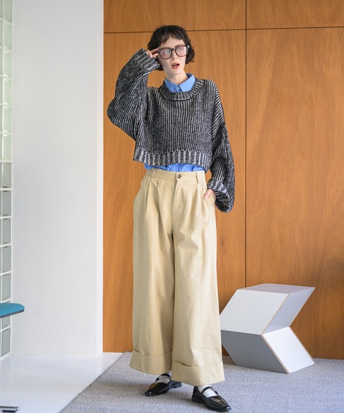 Birthday room（バースデイルーム）の「2タックワイドコットンパンツ（チノパンツ・レディース・カーキ/ブラウン/ベージュ/ブラック・FREE）」の17枚目の写真