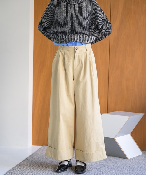 Birthday room（バースデイルーム）の「2タックワイドコットンパンツ（チノパンツ・レディース・カーキ/ブラウン/ベージュ/ブラック・FREE）」の21枚目の写真
