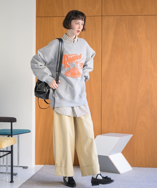 Birthday room（バースデイルーム）の「2タックワイドコットンパンツ（チノパンツ・レディース・カーキ/ブラウン/ベージュ/ブラック・FREE）」の5枚目の写真