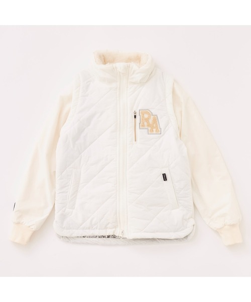 repipi armario（レピピ アルマリオ）の「repipi armario/レピピアルマリオ ブルゾン 中綿 子供用 ブランドロゴ 袖脱着式 ジップアップ キルティング ジャケット（ブルゾン・キッズ・ブラック/ベージュ/ホワイト・S/L/XL/M）」の2枚目の写真